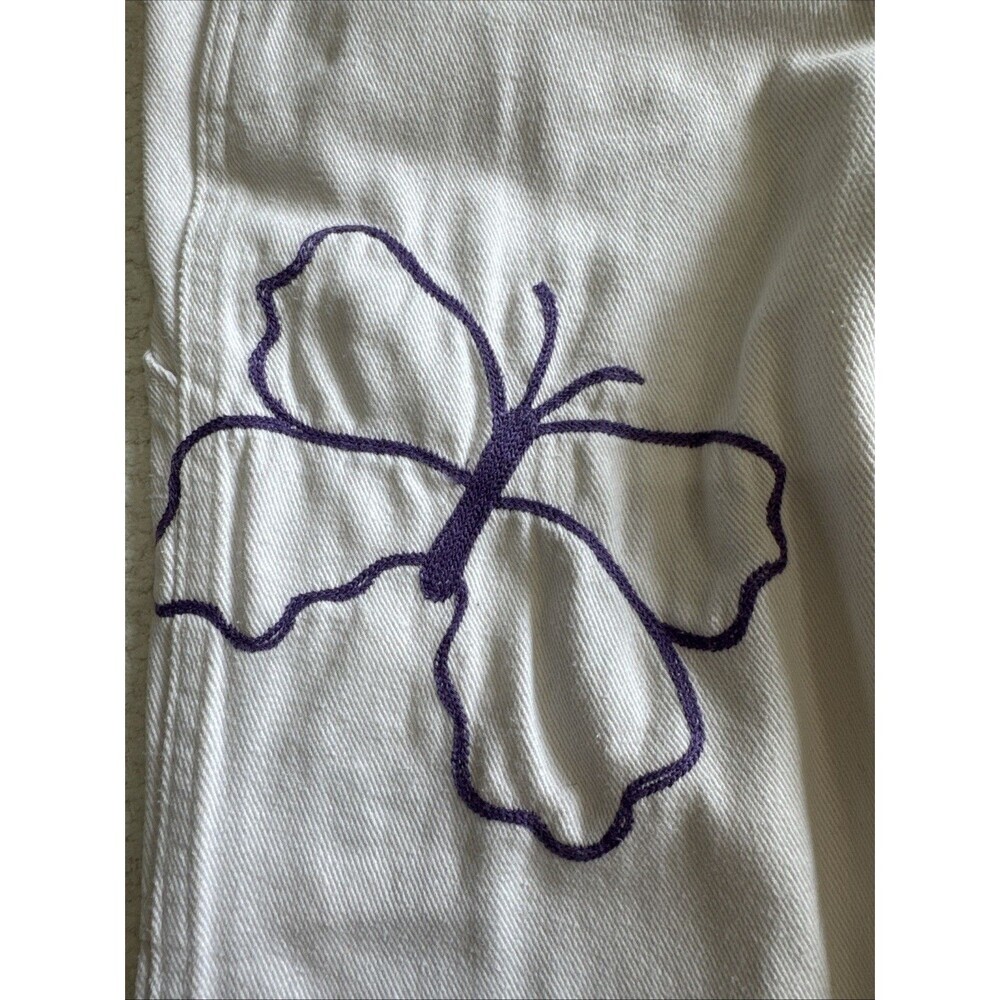 PacSun Women's Low Rise Carpenter Pants Size 22 Embroidered White Cotton - Picture 7 of 12